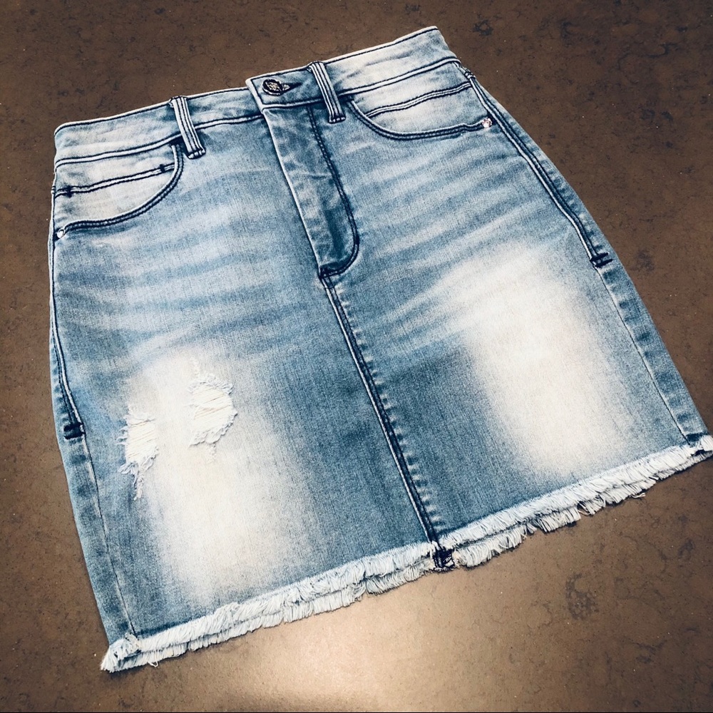 Bebe Stretch Light Denim Skirt